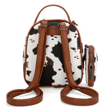 Montana West Wrangler Mini Backpack Cute Cow Print Backpack Purse for Girls and Women, Brown WG133-8600BR
