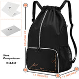 GiMiUiTo Large Waterproof Drawstring Backpack Bag with Separate Shoe Compartment,Sports Backpack for Gym, Sports,Travel,Black