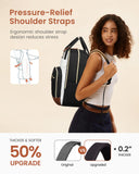 LOVEVOOK Laptop Backpack for Women with Giant Tumbler Holder Pocket,15.6 inch School College Book Bag Nurse Teacher Backpack,Waterproof Work Travel Backpack Purse Laptop Computer Bag,Beige-Black-Brown