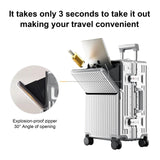2-Piece Hardshell Zipperless Luggage Set, 20/26" Aluminum Frame Hardshell Spinner Luggage, Airline Approved Carry-On Luggage, TSA Lock, 360° Quiet Wheels With Cup Holder (silver)