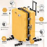 Krute Aluminum Frame Luggage 28 Inch Checked Suitcase with Spinner Wheels TSA Approved No Zipper Hard Shell Luggage PC+ABS Travel Suitcase