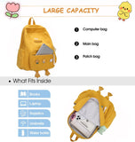 HuiLeo Cute Dcuk Backpack for Teens Girls Women, Kawaii Funny Aesthetic Corduroy Bookbag for High Middle School, Yellow
