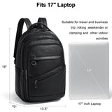 LATMAP 43L Backpack for Women Men - Vegan Leather Backpack Purse Travel Carry-on Bag College Bookbag Work fits 17" Laptop, Black