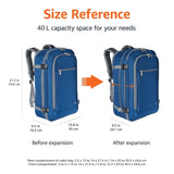 Amazon Basics Travel Backpack, Carry-On with Laptop Compartment, 40L Expandable Storage, Dual Use Backpack & Shoulder Bag with Multiple Compartments and Pockets, 15.8"W x 21.5"H x 8.3"D, Navy
