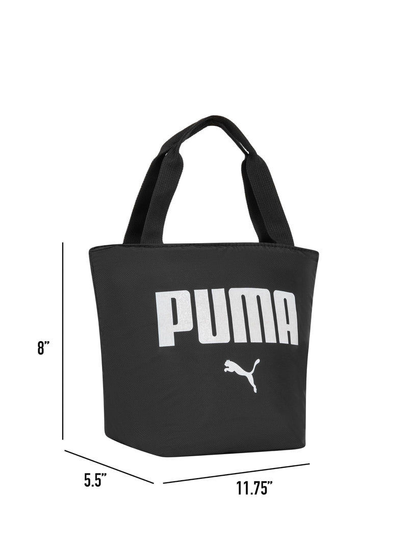 PUMA Unisex Kid's Adventure Lunch Tote, Black/White Glitter, Small