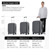 mixi 26 Inch Large Checked Luggage PC Hard Shell Suitcase Top Opening Aluminum Frame Travel Suitcases with Wheels, Rock Gray