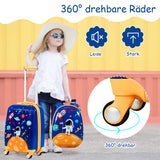HONEY JOY Kids Luggage, 12" Toddler Backpack & 18" Travel Suitcase with Wheels, Lightweight Toddler Suitcase, Durable ABS Hardshell, 2Pcs Carry On Luggage Set for Boys Girls, Blue Astronaut
