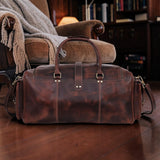 Leather Duffle Bags for Men - 24 Inch Full Grain Leather travel bag, leather overnight bag, Mens Leather Bag, Carry On Leather Weekender Bag, Airplane Leather Luggage Duffel Gym Bag