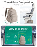 BAGSMART College Laptop Backpack, Travel Backpack for Women, Quilted Casual Daypack, Water-Resistant Bookbag for 15.6 Inch Laptop, Camel