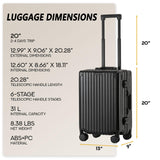 VATILIN 20 Inch Aluminum Frame Carry On Luggage 22x14x9 Airline Approved with Spinner Wheels,Zipperless Hard Shell Small Rolling Suitcases with TSA Approved USB Port,Cup & Phone Holder,Black