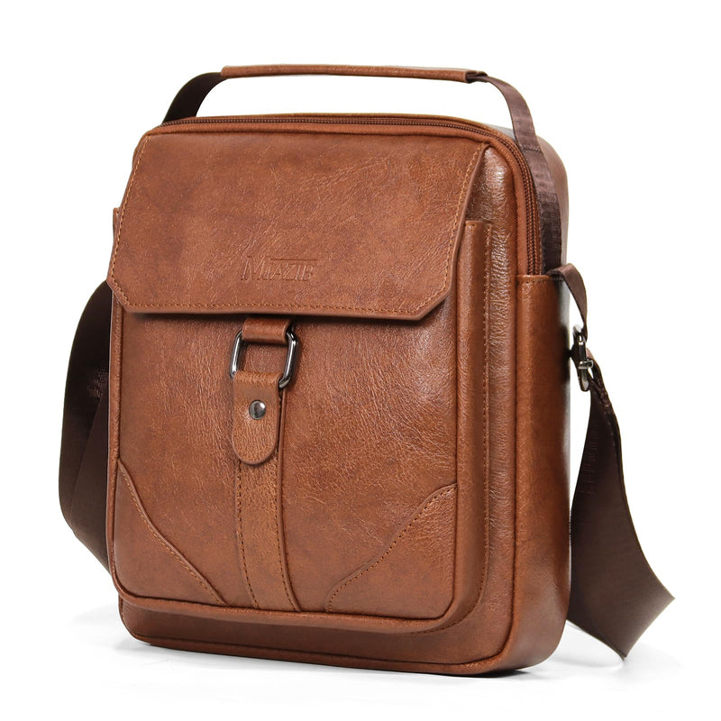 MIAZIB Messenger Bag for Men Brown Multi-pocket Crossbody Shoulder Chest Bag Man Purse Crossbody Bags for Work Business (Brown)