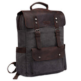 VASCHY Leather Laptop Backpack, Casual Canvas Campus Rucksack with 15.6 inch Laptop Compartment