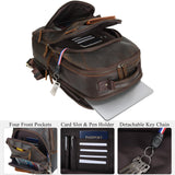 TIDING Leather Laptop Travel Backpack for Men Fits 15.6" 16" Computer, Large Business Work Bag Vintage Overnight Weekender Daypack Camping Rucksack