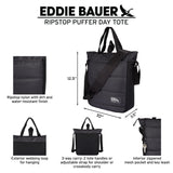 Eddie Bauer Ripstop Nylon Puffer Day Tote Bag, Everyday Carry Tote, Travel, Vacation - 7L, Carbon