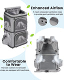 HOVONO Double-Compartment Pet Carrier Backpack for Small Cats and Dogs, Cat Travel Carrier for 2 Cats, Perfect for Traveling/Hiking/Camping, Grey