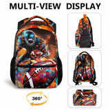 Homexzdiy Football School Backpack for Boys, Football Backpacks for Kids Students Age 6-18, Kids Bookbag for Primary, Middle High School, 17 Inch Large Capacity Schoolbag Supplies Gifts