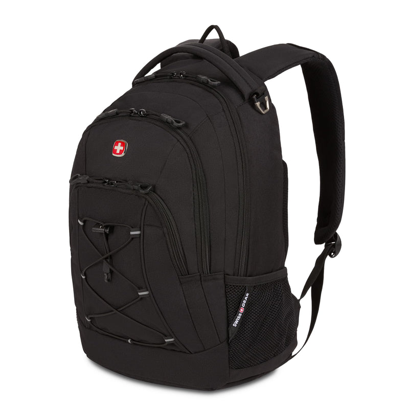 SwissGear 1186 Special Edition 13” Laptop Backpack Black – Compact Tech Bag with Reflective Accents – Multiple Organizer Pockets with Bungee Cords & D-ring Attachment Point