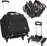 GMAK Rolling Laptop Bag for Women Men, Wheeled Briefcase with Removable Trolley, 17.3 Inch Laptop Bag Overnight Roller Case Computer Bags for Work/Business/Travel Carry On Bag with Wheels, Black