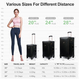 universal trotter 3-Piece High-Capacity Lightweight Vintage PU Leather Hardshell Luggage Set (20/24/28 Carry-on & Checked), Water-Resistant PU Trunk Style, 360° Spinner Wheels (Jet Black)