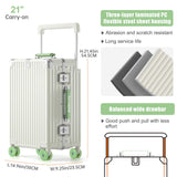 ROPLUS Aluminium Frame Carry on Luggage with Smooth Jelly Wheels, Hardside Zipperless Rolling Suitcase with TSA Lock (WhiteGreen, 21-Inch)