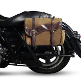 NICECNC Motorcycle Saddle Bags, Vintage Oil Waxed Canvas, Motorcycle Panniers Side Bags Compatible with Harley Honda Suzuki Yamaha Adventure Street Glide