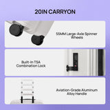 NINETYGO Carry On Luggage 22x14x9 Airline Approved, Top Opening Luggage 20 Inch Suitcase, Expandable, PC Hard Shell, Larger Capacity Carryon, TSA Lock, 360° Spinner Wheels (White)