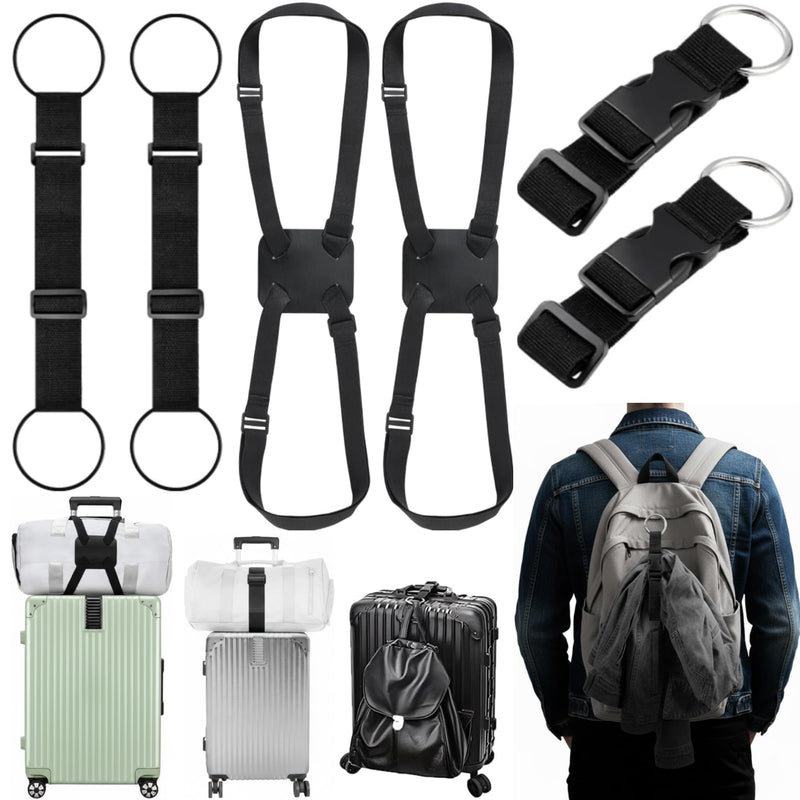 Sadnyy 6 Pack Luggage Straps for Suitcases, Adjustable Travel Belt to Add a Bag, Suitcase Connector Straps for Carry on Luggage Bungee Elastic Travel Accessories with Backpack Attachment (Novel Style)