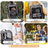 Lekebobor Cat Carrier Backpack, Expandable Pet Carrier with Sun Shade & Full Front Opening, Breathable Mesh Backpack for Small Dogs & Medium Cats Up to 18 Lbs, Foldable for Hiking, Camping (Grey)