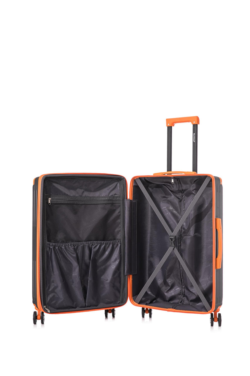 Rockland Napa Valley 2 PC Set Carry On with Spinner Wheels and a 14" Polyester Tote Bag, Charcoal, 14", 20"
