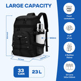 Realcool Backpack Cooler，33 Cans Insulated Leakproof Soft Cooler Bag Lightweight Camping Beach Lunch Backpack for Men Women,23L,Black