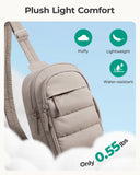 BAGSMART Small Sling Bag for Women, Puffer Crossbody Bag Purses Hobo Handbag Fanny Packs for Travel Hiking, Camel