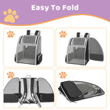Cat Backpack Carrier Large Pet Backpack for Small Dog Medium Cat Puppy Kitten Bunny up to 15lbs, Ventilated Mesh Dog Collapsible Travel Backpack for Hiking Walking Outdoor