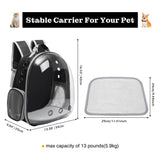 Vivicreate Large Cat Backpack Carrier for Travel and Hiking Transparent Pet Bubble Backpack for Cats up to 20lbs with Ventilation and Padded Straps Mochila para Gatos transportadora mascotas (Black)