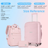 LARVENDER Luggage Sets 3 Piece, Expandable Carry On Luggage 22x14x9 Airline Approved, 20 Inch Hardshell & Lightweight PP Carry On Suitcase for Women with Spinner Wheels TSA Lock, Light Pink