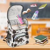 ZAZYXTJ Western Cow Print School Kids Backpack with Reflective Strip for Girls and Boys 6-12 Elementary Student Bookbag Middle School Bags