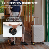 CONCEPTEN Luggage Sets 3 Piece, 20 Inch Carry On Suitcases With Spinner Wheels, Lightweight Travel Luggage With TSA Lock, ABS Hardshell Suitcase (White)