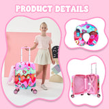 Inprof Cute Kid’s Luggage Set 2 Piece Suitcase Set 16’’ Hardside Luggage with Spinner Wheels Girls Carry on Toddler Travel Rolling Suitcase Carry on Luggage Airline Approved
