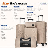 Eeeza Luggage Sets 5 Piece Suitcase with ABS Hard Shell Lightweight TSA Lock and Double Rotatable Detachable Wheels(Gray,20"/24"/28"/DB/TB)