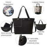 Large Carryall Tote Bag for Women - Lightweight Nylon Zipper Top Weekender Travel Beach Bag Personal Item w/Luggage Sleeve
