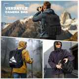 RAINSMORE Camera Bag Backpack for DSLR/SLR/Mirrorless Camera Bags for Photographers 15.6 Inch Waterproof Tactical Photography Case with Rain Cover & Tripod Holder, Black