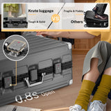 Krute No Zipper Luggage Set 2 Pieces Aluminum Frame Suitcase Sets Polycarbonate Hard Shell Luggage TSA Lock Checked Suitcase with Spinner Wheels