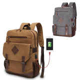 Canvas Backpack for Men Women, Vintage Rucksack Fits Most 15.6 Inch Laptop, Bookbag with USB Charging Port