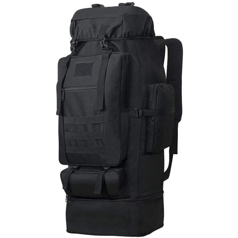 Lizbin 100L Camping Hiking Backpack, Military Tactical Backpack Molle Rucksack, Extra Large Hiking Daypack, Water Resistant Hiking Bag, Outdoor Sports Backpack, Adjustable Sport Bag (Black)