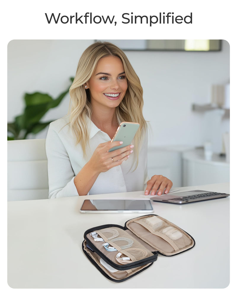 BAGSMART Electronics Organizer Travel Case, Cord Storage for Chargers Cables Phones, Compact Tech Accessories Pouch, Black