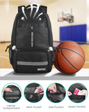 BROTOU Basketball Backpack, Large Basketball Bag with Shoes and Ball Compartment, Soccer Backpacks for Football/Volleyball (Black)
