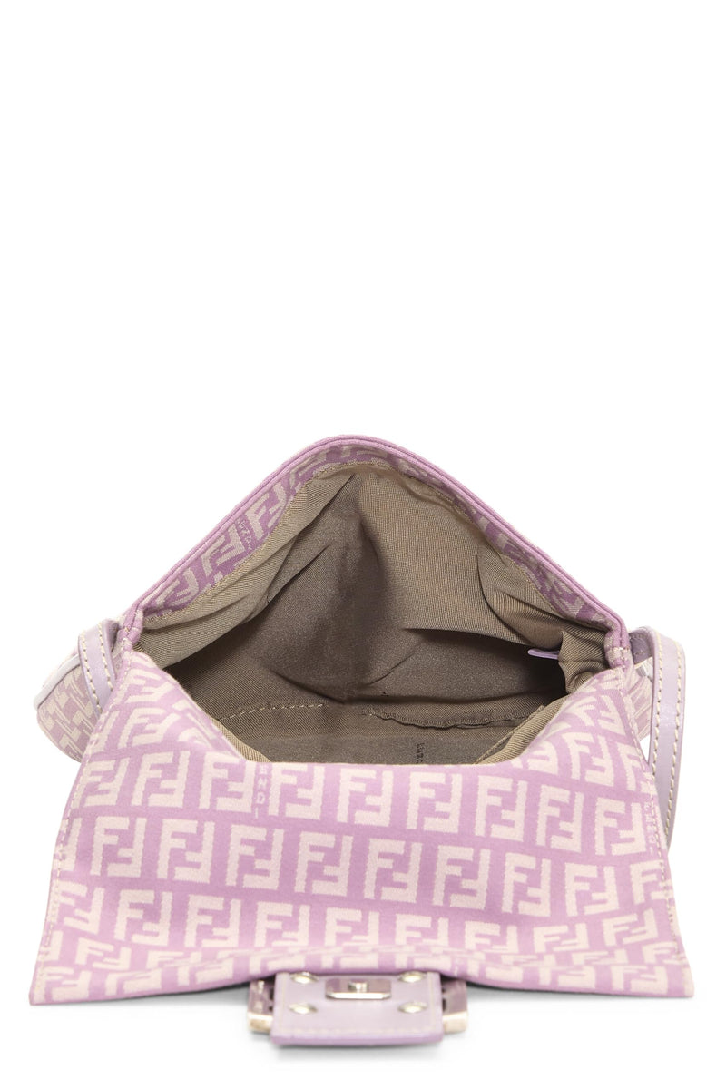 Fendi, Pre-loved Purple Zucchino Canvas Tube Messenger Bag Small, Purple