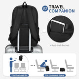 SUIKIHUM Nylon Backpack for Men & Women, Water-Resistant Everyday Backpack with 15.6" Laptop Compartment, Anti-Theft Pocket & Luggage Strap, Black