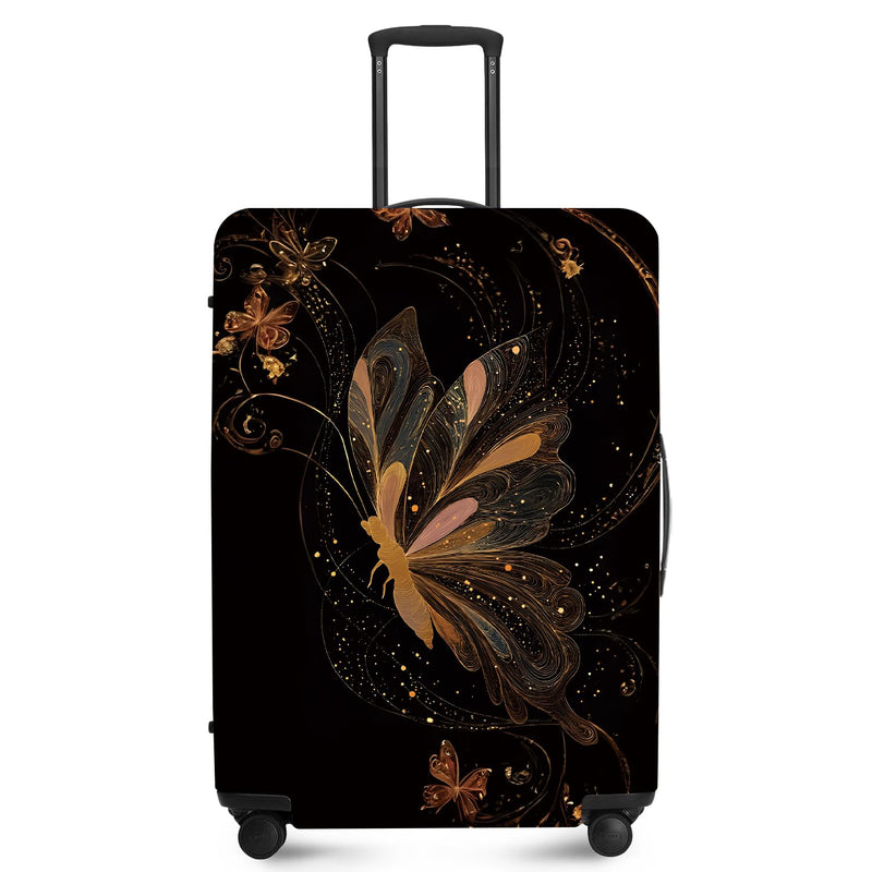 ANNA QUEEN Gold Butterfly Travel Luggage Cover -Stretchable Airplane Suitcase Protector Sleeve,Universal Washable Fit for 20-22 Inch Checked Baggage,Water Resistant Durable Luggage Protector
