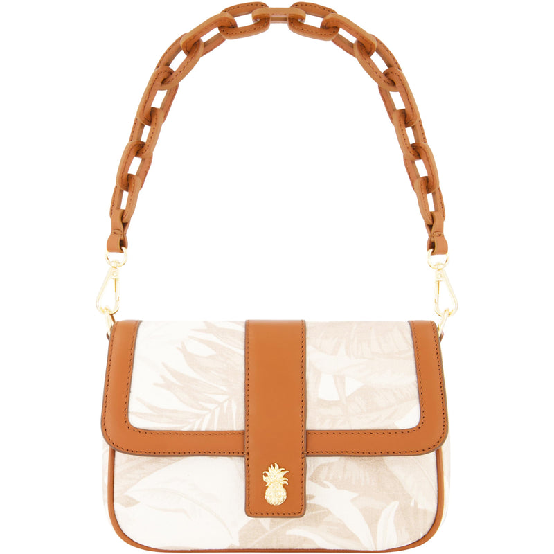 Tommy Bahama Women's Crossbody Bag Purse, Floral Canvas Flap Small Shoulder Handbag with Adjustable Strap and Leather Trim, Multi