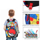 Bioworld Pokemon Poke Balls & Character Print 5-Piece 16" Backpack Set for Boys